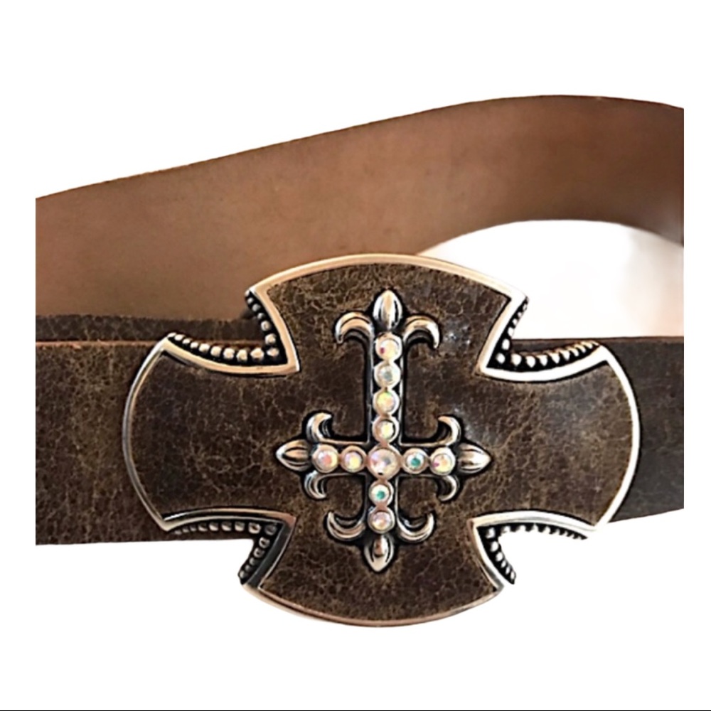 JUSTIN Bent Rail Embellished Western Leather Belt